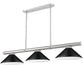 Z-Lite Vanguard 3050-3BN-MMB 59" 3-Light Brushed Nickel Steel and Aluminum Frame Matte Black Steel Shade Billiard Light