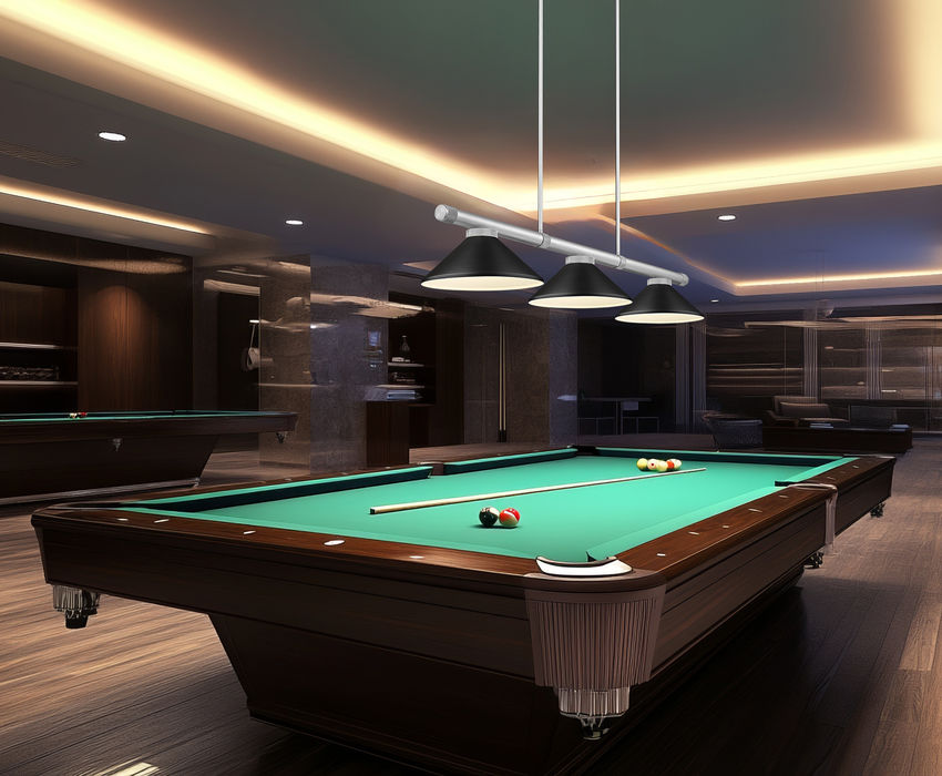 Z-Lite Vanguard 3050-3BN-MMB 59" 3-Light Brushed Nickel Steel and Aluminum Frame Matte Black Steel Shade Billiard Light