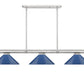 Z-Lite Vanguard 3050-3BN-MNB 59" 3-Light Brushed Nickel Steel and Aluminum Frame Navy Blue Steel Shade Billiard Light