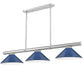 Z-Lite Vanguard 3050-3BN-MNB 59" 3-Light Brushed Nickel Steel and Aluminum Frame Navy Blue Steel Shade Billiard Light