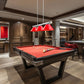 Z-Lite Vanguard 3050-3BN-PRD 59" 3-Light Brushed Nickel Steel and Aluminum Frame Red Plastic Shade Billiard Light