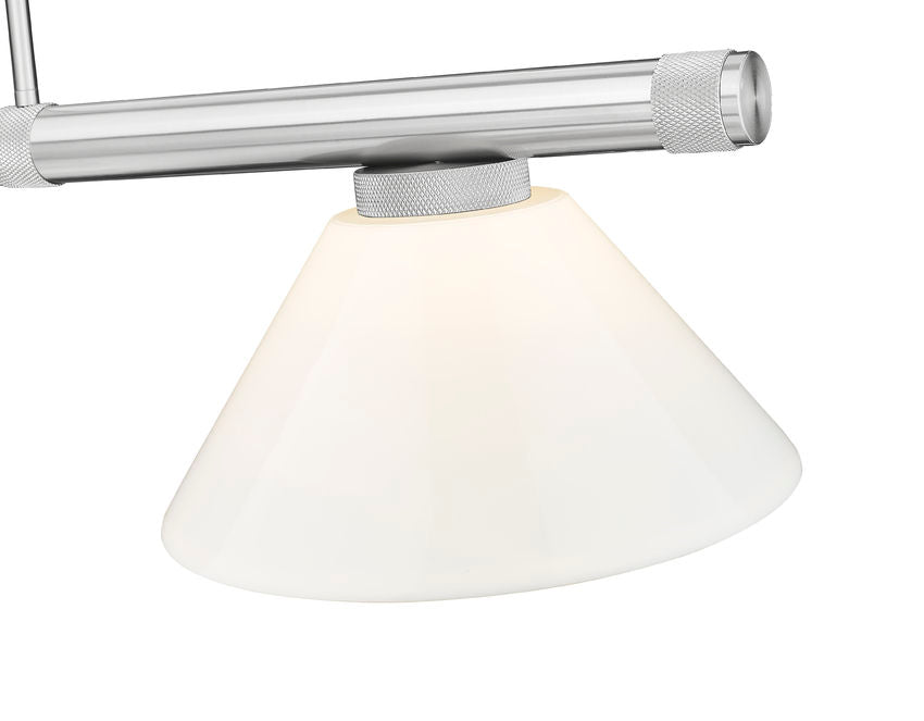 Z-Lite Vanguard 3050-3BN-PWH 59" 3-Light Brushed Nickel Steel and Aluminum Frame White Plastic Shade Billiard Light