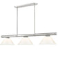 Z-Lite Vanguard 3050-3BN-PWH 59" 3-Light Brushed Nickel Steel and Aluminum Frame White Plastic Shade Billiard Light