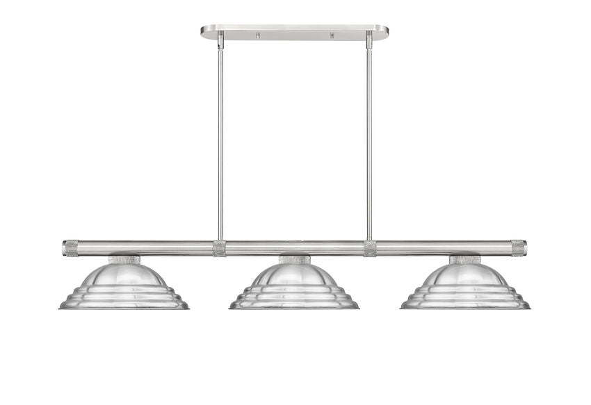 Z-Lite Vanguard 3050-3BN-SBN 59" 3-Light Brushed Nickel Steel and Aluminum Billiard Light