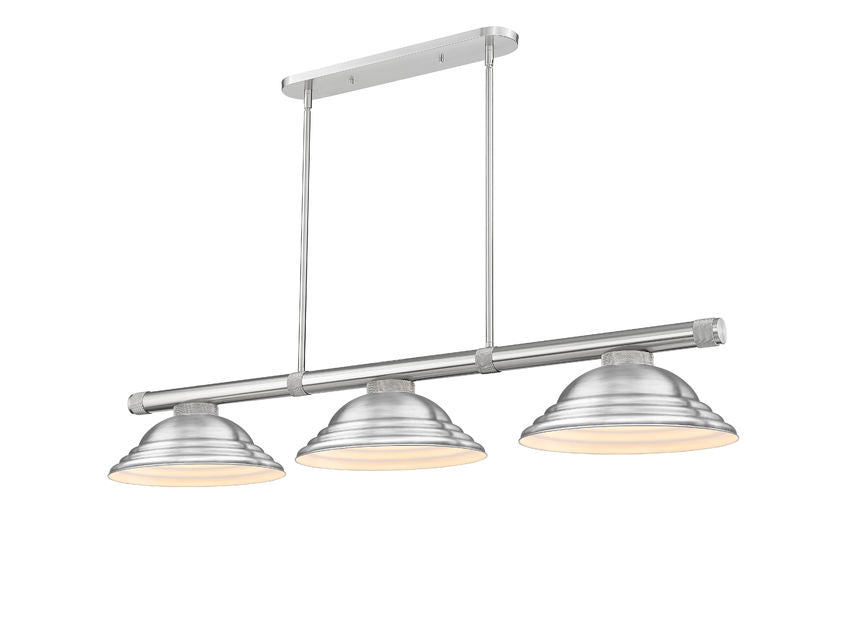 Z-Lite Vanguard 3050-3BN-SBN 59" 3-Light Brushed Nickel Steel and Aluminum Billiard Light