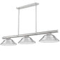 Z-Lite Vanguard 3050-3BN-SBN 59" 3-Light Brushed Nickel Steel and Aluminum Billiard Light