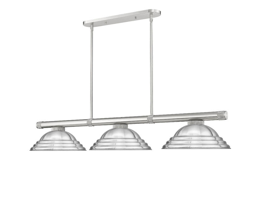 Z-Lite Vanguard 3050-3BN-SBN 59" 3-Light Brushed Nickel Steel and Aluminum Billiard Light
