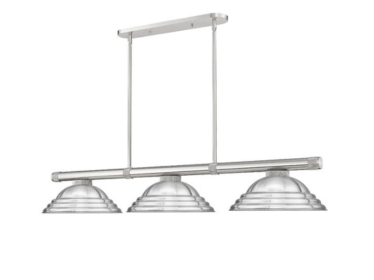 Z-Lite Vanguard 3050-3BN-SBN 59" 3-Light Brushed Nickel Steel and Aluminum Billiard Light