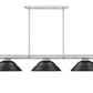 Z-Lite Vanguard 3050-3BN-SMB 59" 3-Light Brushed Nickel Steel and Aluminum Frame Matte Black Steel Shade Billiard Light