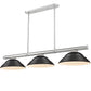 Z-Lite Vanguard 3050-3BN-SMB 59" 3-Light Brushed Nickel Steel and Aluminum Frame Matte Black Steel Shade Billiard Light