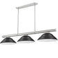 Z-Lite Vanguard 3050-3BN-SMB 59" 3-Light Brushed Nickel Steel and Aluminum Frame Matte Black Steel Shade Billiard Light