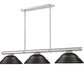 Z-Lite Vanguard 3050-3BN-SMB 59" 3-Light Brushed Nickel Steel and Aluminum Frame Matte Black Steel Shade Billiard Light