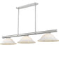 Z-Lite Vanguard 3050-3BN-WM16 59" 3-Light Brushed Nickel Steel and Aluminum Frame White Mottle Glass Shade Billiard Light