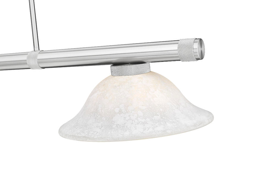 Z-Lite Vanguard 3050-3BN-WM16 59" 3-Light Brushed Nickel Steel and Aluminum Frame White Mottle Glass Shade Billiard Light