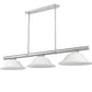 Z-Lite Vanguard 3050-3BN-WM16 59" 3-Light Brushed Nickel Steel and Aluminum Frame White Mottle Glass Shade Billiard Light