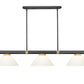 Z-Lite Vanguard 3050-3MB-RB-AMO14 59" 3-Light Matte Black and Rubbed Brass Steel and Aluminum Frame Matte Opal Glass Shade Billiard Light