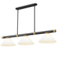 Z-Lite Vanguard 3050-3MB-RB-AMO14 59" 3-Light Matte Black and Rubbed Brass Steel and Aluminum Frame Matte Opal Glass Shade Billiard Light