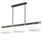Z-Lite Vanguard 3050-3MB-RB-AMO14 59" 3-Light Matte Black and Rubbed Brass Steel and Aluminum Frame Matte Opal Glass Shade Billiard Light
