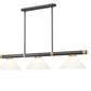 Z-Lite Vanguard 3050-3MB-RB-AMO14 59" 3-Light Matte Black and Rubbed Brass Steel and Aluminum Frame Matte Opal Glass Shade Billiard Light