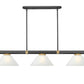 Z-Lite Vanguard 3050-3MB-RB-AWL14 59" 3-Light Matte Black and Rubbed Brass Steel and Aluminum Frame White Linen Glass Shade Billiard Light