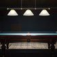Z-Lite Vanguard 3050-3MB-RB-AWL14 59" 3-Light Matte Black and Rubbed Brass Steel and Aluminum Frame White Linen Glass Shade Billiard Light