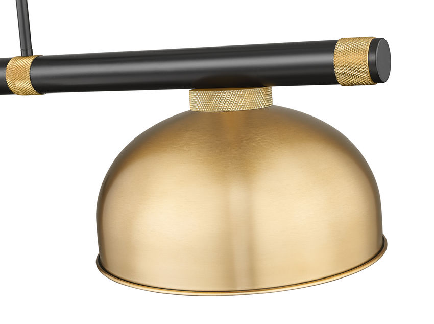 Z-Lite Vanguard 3050-3MB-RB-D13HBR 59" 3-Light Matte Black and Rubbed Brass Steel and Aluminum Frame Heritage Brass Steel Shade Billiard Light