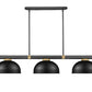 Z-Lite Vanguard 3050-3MB-RB-D13MB 59" 3-Light Matte Black and Rubbed Brass Steel and Aluminum Frame Matte Black Steel Shade Billiard Light