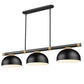 Z-Lite Vanguard 3050-3MB-RB-D13MB 59" 3-Light Matte Black and Rubbed Brass Steel and Aluminum Frame Matte Black Steel Shade Billiard Light