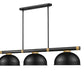 Z-Lite Vanguard 3050-3MB-RB-D13MB 59" 3-Light Matte Black and Rubbed Brass Steel and Aluminum Frame Matte Black Steel Shade Billiard Light