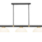 Z-Lite Vanguard 3050-3MB-RB-DMO14 59" 3-Light Matte Black and Rubbed Brass Steel and Aluminum Frame Matte Opal Glass Shade Billiard Light