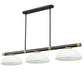 Z-Lite Vanguard 3050-3MB-RB-DMO14 59" 3-Light Matte Black and Rubbed Brass Steel and Aluminum Frame Matte Opal Glass Shade Billiard Light
