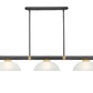 Z-Lite Vanguard 3050-3MB-RB-DWL14 59" 3-Light Matte Black and Rubbed Brass Steel and Aluminum Frame White Linen Glass Shade Billiard Light