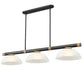 Z-Lite Vanguard 3050-3MB-RB-DWL14 59" 3-Light Matte Black and Rubbed Brass Steel and Aluminum Frame White Linen Glass Shade Billiard Light
