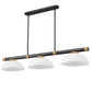 Z-Lite Vanguard 3050-3MB-RB-DWL14 59" 3-Light Matte Black and Rubbed Brass Steel and Aluminum Frame White Linen Glass Shade Billiard Light