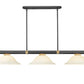 Z-Lite Vanguard 3050-3MB-RB-GM16 59" 3-Light Matte Black and Rubbed Brass Steel and Aluminum Frame Golden Mottle Glass Shade Billiard Light