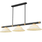Z-Lite Vanguard 3050-3MB-RB-GM16 59" 3-Light Matte Black and Rubbed Brass Steel and Aluminum Frame Golden Mottle Glass Shade Billiard Light