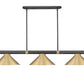 Z-Lite Vanguard 3050-3MB-RB-HBR15 59" 3-Light Matte Black and Rubbed Brass Steel and Aluminum Frame Heritage Brass Steel Shade Billiard Light