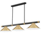 Z-Lite Vanguard 3050-3MB-RB-HBR15 59" 3-Light Matte Black and Rubbed Brass Steel and Aluminum Frame Heritage Brass Steel Shade Billiard Light