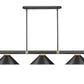 Z-Lite Vanguard 3050-3MB-RB-MB15 59" 3-Light Matte Black and Rubbed Brass Steel and Aluminum Frame Matte Black Steel Shade Billiard Light