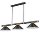 Z-Lite Vanguard 3050-3MB-RB-MB15 59" 3-Light Matte Black and Rubbed Brass Steel and Aluminum Frame Matte Black Steel Shade Billiard Light