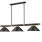 Z-Lite Vanguard 3050-3MB-RB-MB15 59" 3-Light Matte Black and Rubbed Brass Steel and Aluminum Frame Matte Black Steel Shade Billiard Light