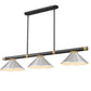 Z-Lite Vanguard 3050-3MB-RB-MBN 59" 3-Light Matte Black and Rubbed Brass Steel and Aluminum Frame Brushed Nickel Steel Shade Billiard Light