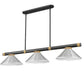 Z-Lite Vanguard 3050-3MB-RB-MBN 59" 3-Light Matte Black and Rubbed Brass Steel and Aluminum Frame Brushed Nickel Steel Shade Billiard Light