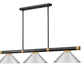 Z-Lite Vanguard 3050-3MB-RB-MBN 59" 3-Light Matte Black and Rubbed Brass Steel and Aluminum Frame Brushed Nickel Steel Shade Billiard Light