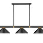 Z-Lite Vanguard 3050-3MB-RB-MMB 59" 3-Light Matte Black and Rubbed Brass Steel and Aluminum Frame Matte Black Steel Shade Billiard Light
