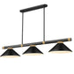 Z-Lite Vanguard 3050-3MB-RB-MMB 59" 3-Light Matte Black and Rubbed Brass Steel and Aluminum Frame Matte Black Steel Shade Billiard Light
