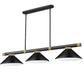 Z-Lite Vanguard 3050-3MB-RB-MMB 59" 3-Light Matte Black and Rubbed Brass Steel and Aluminum Frame Matte Black Steel Shade Billiard Light