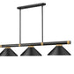 Z-Lite Vanguard 3050-3MB-RB-MMB 59" 3-Light Matte Black and Rubbed Brass Steel and Aluminum Frame Matte Black Steel Shade Billiard Light