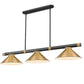 Z-Lite Vanguard 3050-3MB-RB-RB15 59" 3-Light Matte Black and Rubbed Brass Steel and Aluminum Frame Rubbed Brass Steel Shade Billiard Light
