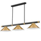 Z-Lite Vanguard 3050-3MB-RB-RB15 59" 3-Light Matte Black and Rubbed Brass Steel and Aluminum Frame Rubbed Brass Steel Shade Billiard Light